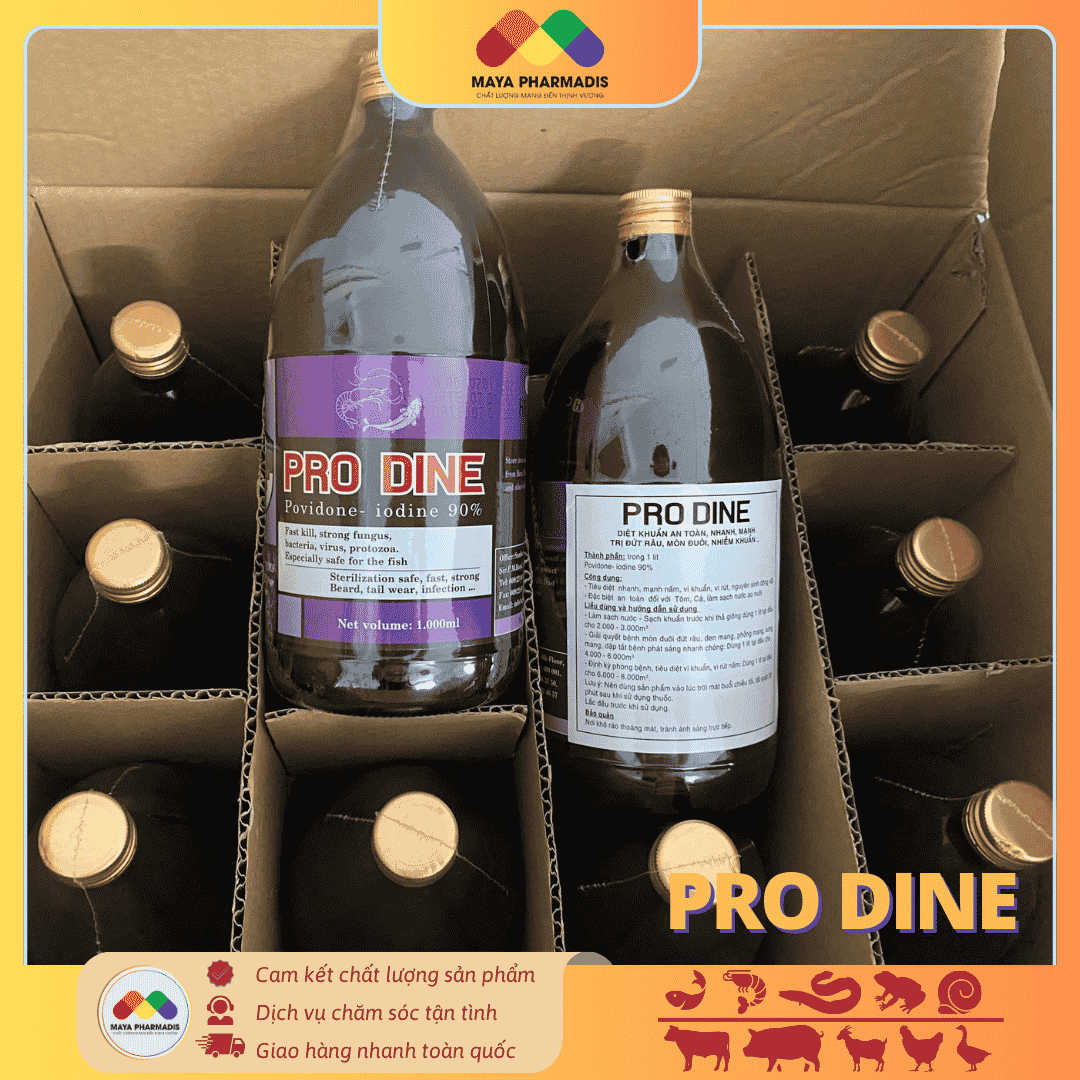 Pro Dine sát khuẩn phổ rộng, xử lý, kiểm soát mầm bệnh ao nuôi thủy sản - Ảnh 2
